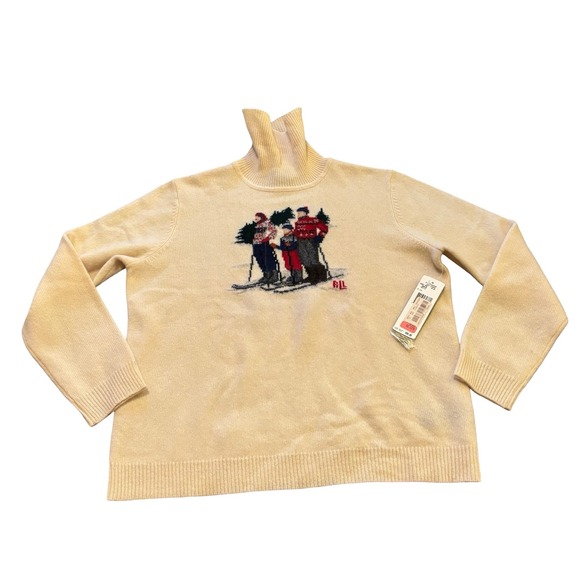 Lauren Ralph Lauren Sweaters - Lauren Ralph Lauren Petite Lambswool‎ Ski Scene Turtleneck Sweater Cream PL NWT
